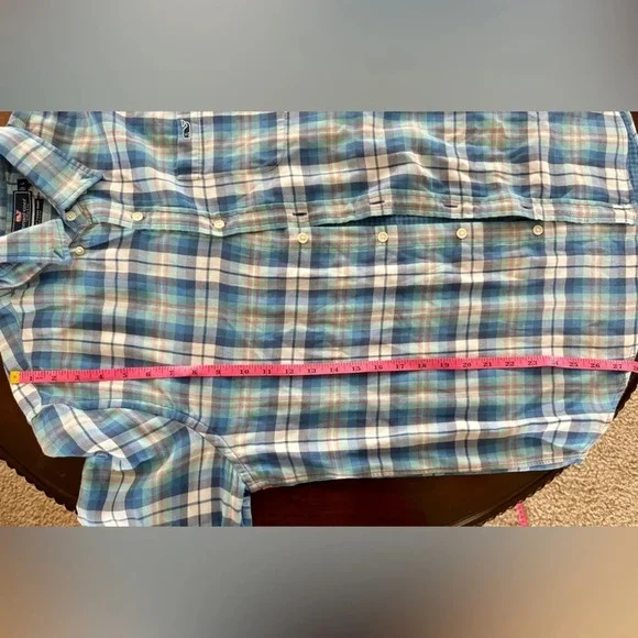 VINEYARD VINES Slim Fit Tucker Shirt Long Sleeve Button Down Blue Plaid- Large - Picture 10 of 12